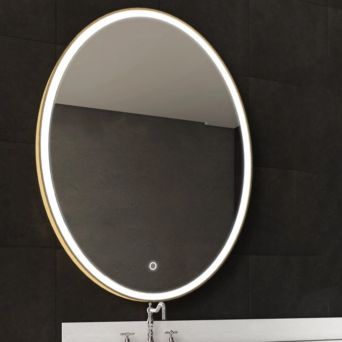 Oval LED Lighted Bathroom Vanity Mirror, Touch Switch, Anti - Fog Wall Mounted Makeup Mirror & CCT Remembrance, CRI 90+, LED Oval Mirror for Bathroom, Lunar Style - LEDMyPlace