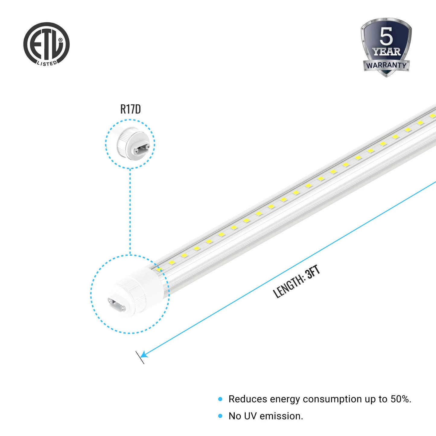 T8 LED Sign Tubes with R17 Base, Work without Ballast, 360 Degree Advertisement Lighting, LED Outdoor Tubes For Double Sided Signs