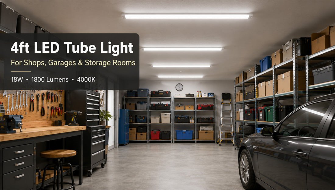 4ft LED Tube Light for Shops, Garages, and Storage Rooms - LEDMyPlace