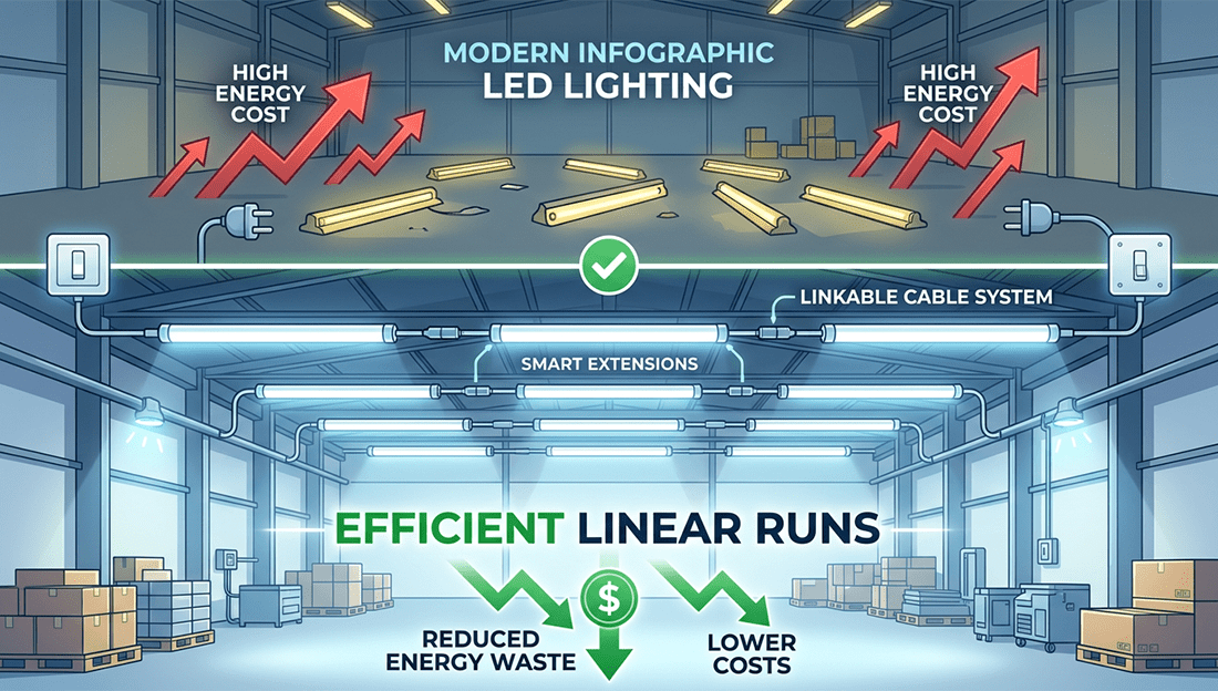 Energy Costs: How to Design Continuous Linear Lighting with LED Tube Cables & Extensions - LEDMyPlace