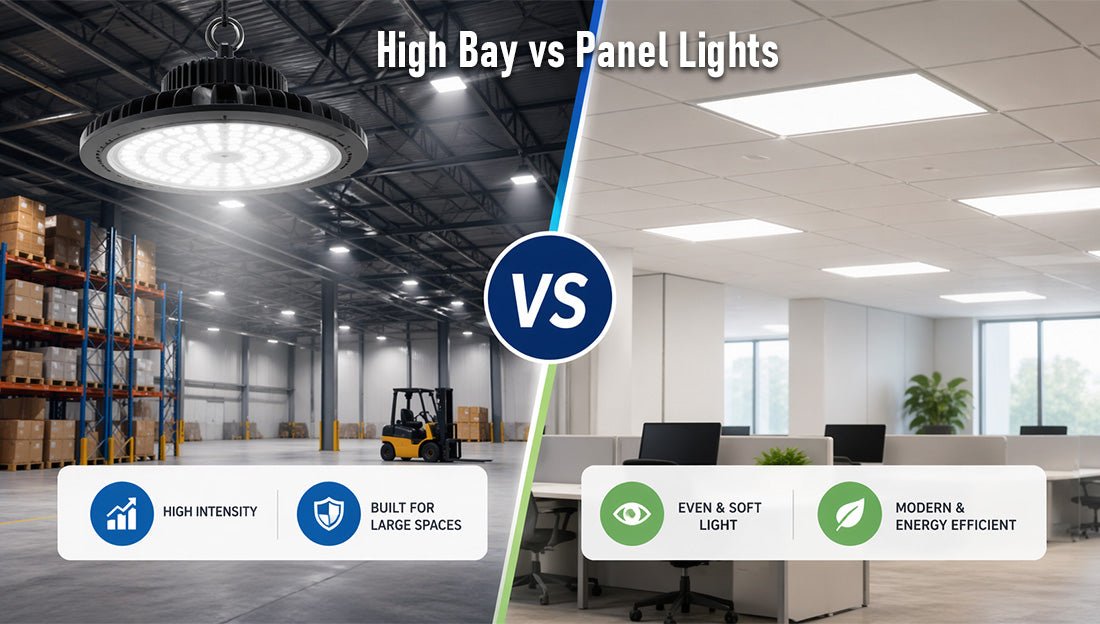 High Bay vs Panel Lights: Pros, Cons & Best Applications Explained - LEDMyPlace