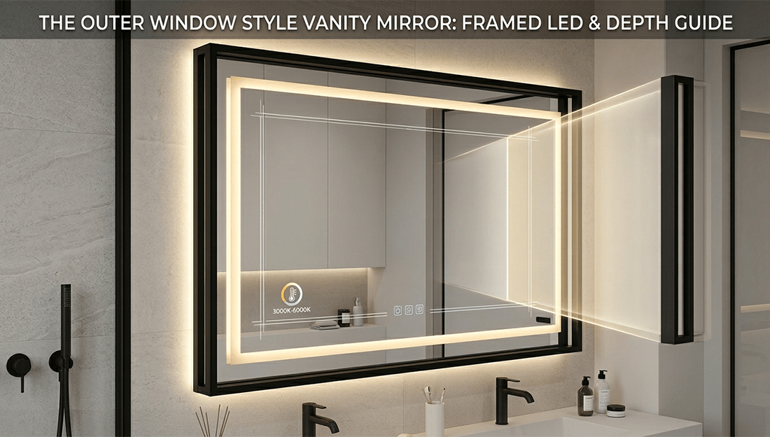 Outer Window Style Vanity Mirrors: Framed LED Depth Guide - LEDMyPlace