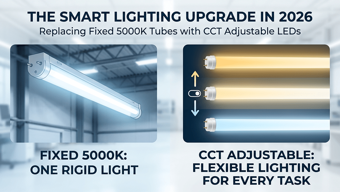 Why CCT Adjustable LED Tubes Are Replacing Fixed 5000K Tubes in 2026 - LEDMyPlace