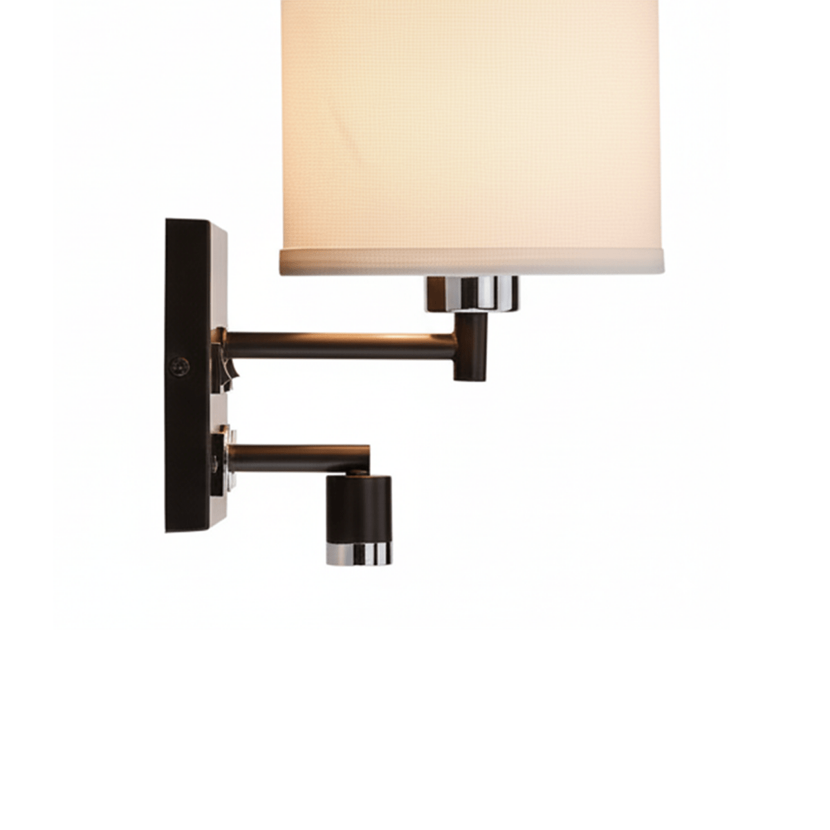 1 - Light Bedside Wall Sconce Lighting with Adjustable LED Reading Light, Black Metal Finish w/ White Fabric Shade, W/ LED 1W 1USB, 2 Switchs &1 Outlet, for Bedroom Living Room Hotels - LEDMyPlace