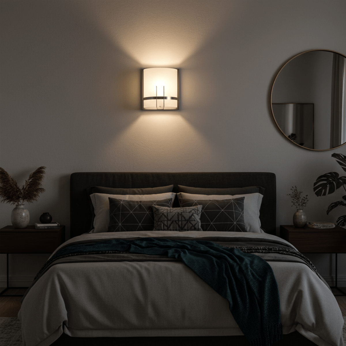 1 - Light, Decorative ARC Wall Sconce Fixture, Brushed Nickel Finish with White glass shade, Dim: 9" W x 12"H x 5"E, Hallway Light Fixtures - LEDMyPlace