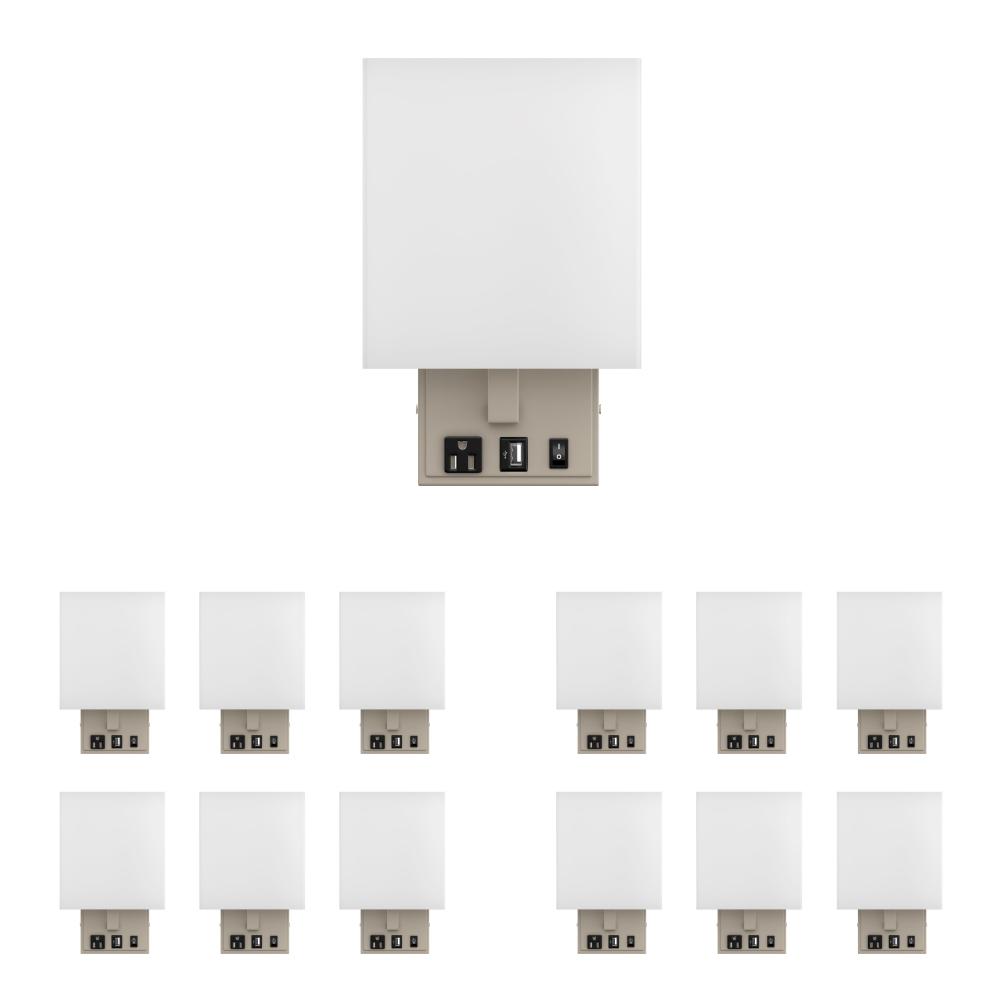 1 - Light, Decorative Wall Sconces Light with 1 Switch, 1 USB, 1 Type C & 1 Outlet, Satin Nickel Finish w/ White shade, Wall Mounted Lamps for Home Hotel Corridor Restaurant - LEDMyPlace