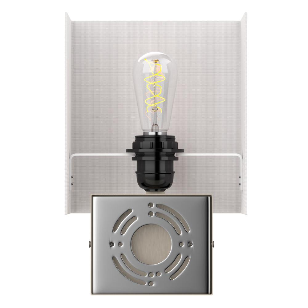 1 - Light, Decorative Wall Sconces Light with 1 Switch, 1 USB, 1 Type C & 1 Outlet, Satin Nickel Finish w/ White shade, Wall Mounted Lamps for Home Hotel Corridor Restaurant - LEDMyPlace