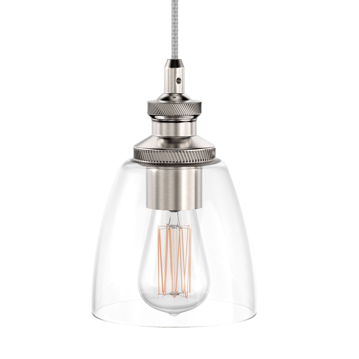 KLSS Brushed Nickel Pendant Lights Kitchen Island - Clear Glass Pendant