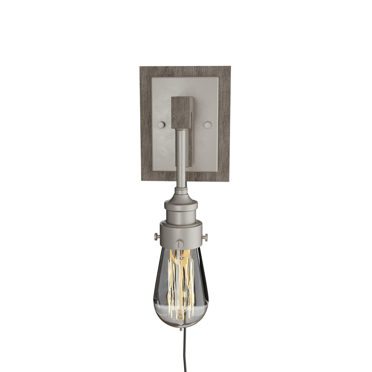 1 - Light, Modern - Farmhouse Style LED Wall Sconce Indoor, 120v, Metal + Clear Glass, Brushed Nickel Finish - LEDMyPlace
