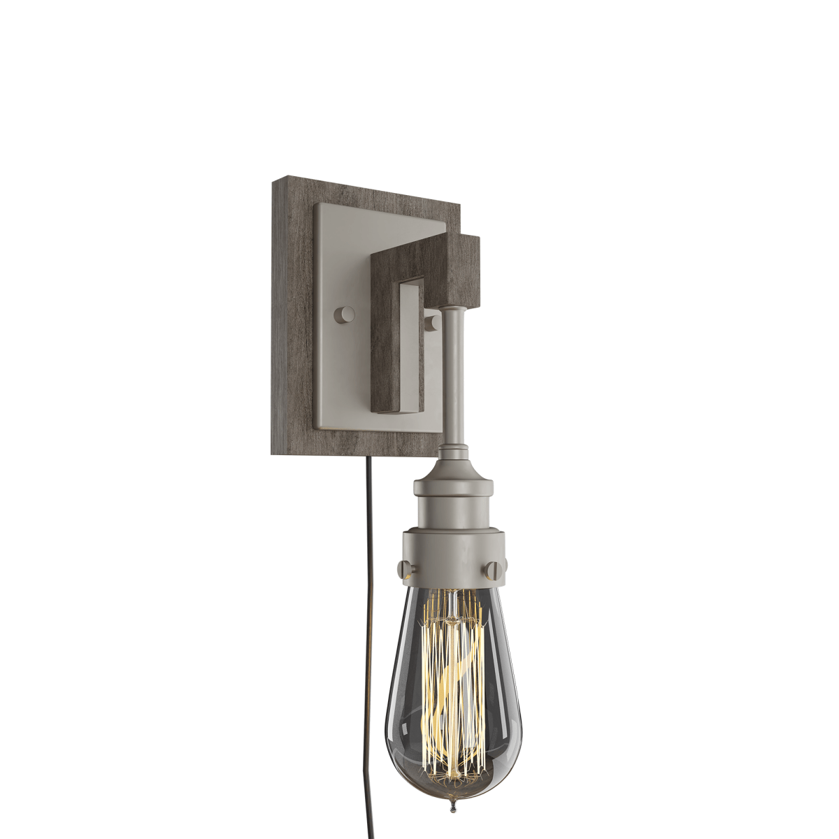 1 - Light, Modern - Farmhouse Style LED Wall Sconce Indoor, 120v, Metal + Clear Glass, Brushed Nickel Finish - LEDMyPlace