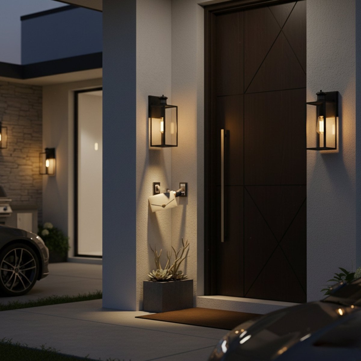 1 - Light Motion Sensor Outdoor Wall Sconce,Dusk to Dawn Sensor Outdoor Lights for House,Waterproof Wall Lantern,Matte Black Finish with Clear Glass Shade - 5.75"L x 6.02"W x 14.29"H - LEDMyPlace