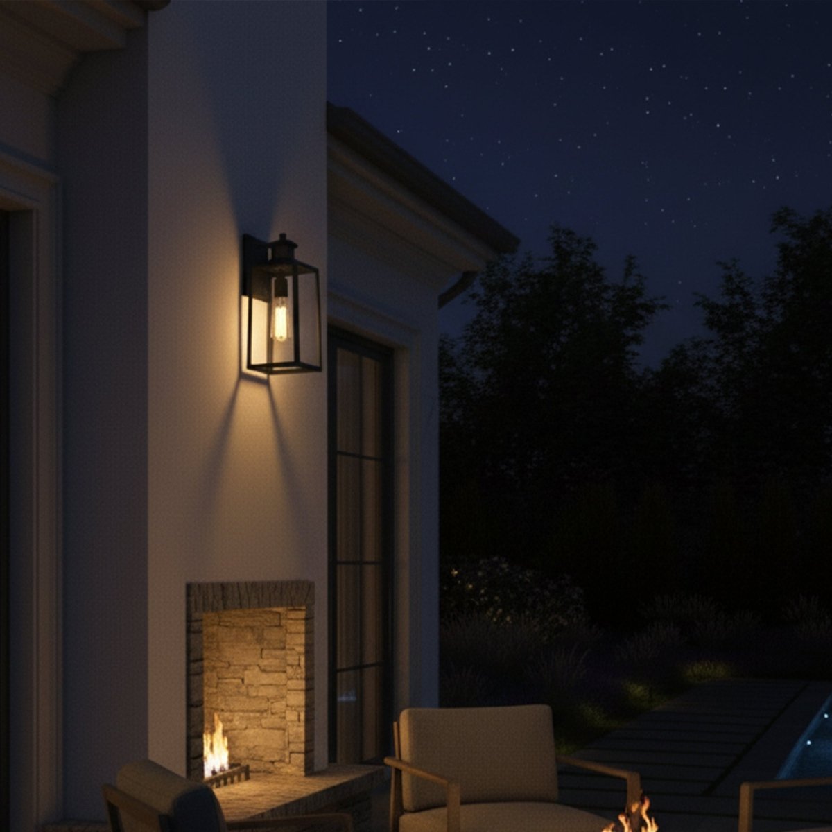 1 - Light Motion Sensor Outdoor Wall Sconce,Dusk to Dawn Sensor Outdoor Lights for House,Waterproof Wall Lantern,Matte Black Finish with Clear Glass Shade - 5.75"L x 6.02"W x 14.29"H - LEDMyPlace