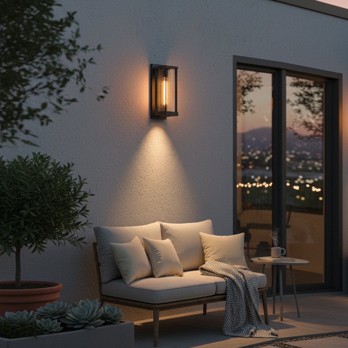 1 Light Outdoor Wall Sconce, Black, Clear Glass, E26 Base, 1X60W, Wall Light Fixtures - 5.31"L x 6.93"W x 15.94"H - LEDMyPlace