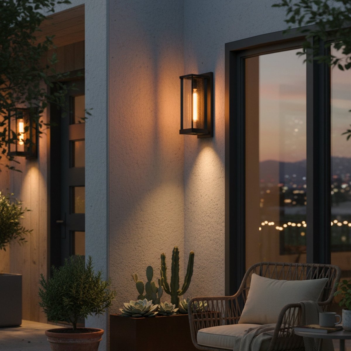 1 Light Outdoor Wall Sconce, Black, Clear Glass, E26 Base, 1X60W, Wall Light Fixtures - 5.31"L x 6.93"W x 15.94"H - LEDMyPlace