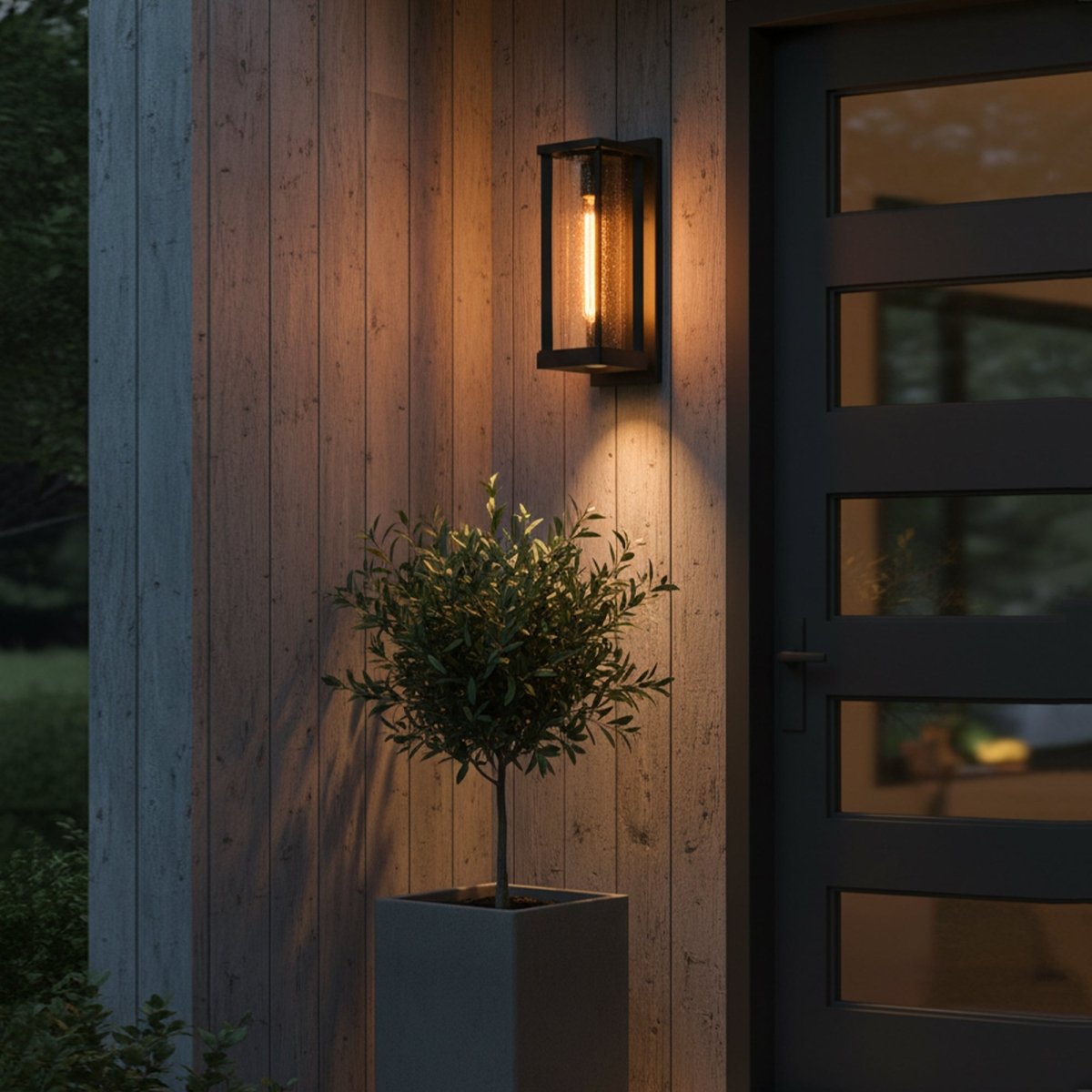 1 Light Outdoor Wall Sconce, Black, Clear Glass, E26 Base, 1X60W, Wall Light Fixtures - 5.31"L x 6.93"W x 15.94"H - LEDMyPlace