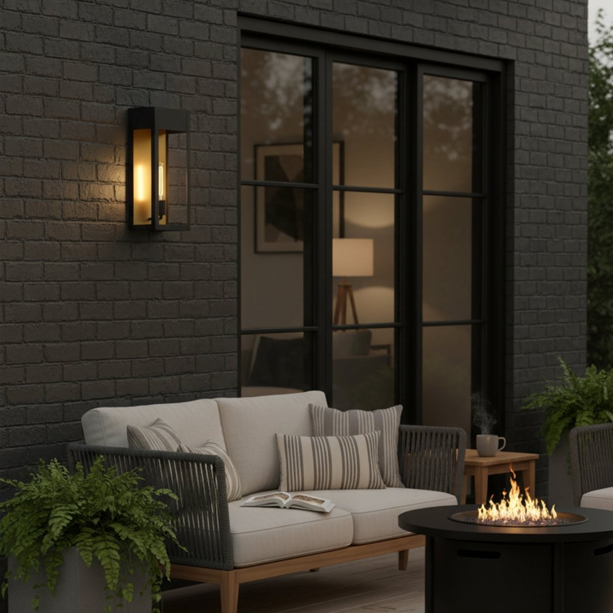 1 - Light, Outdoor Wall Sconce Light, Outdoor Lantern, E26 Socket 1X60W, Clear Glass Panels, Matte Black, 18" H x 7.5" W, Extends 5.5" from the wall - LEDMyPlace