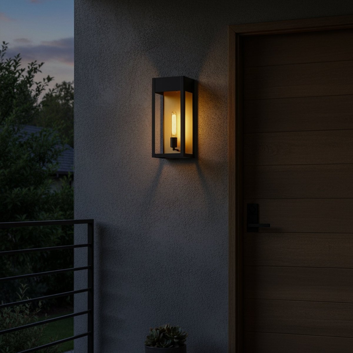 1 - Light, Outdoor Wall Sconce Light, Outdoor Lantern, E26 Socket 1X60W, Clear Glass Panels, Matte Black, 18" H x 7.5" W, Extends 5.5" from the wall - LEDMyPlace