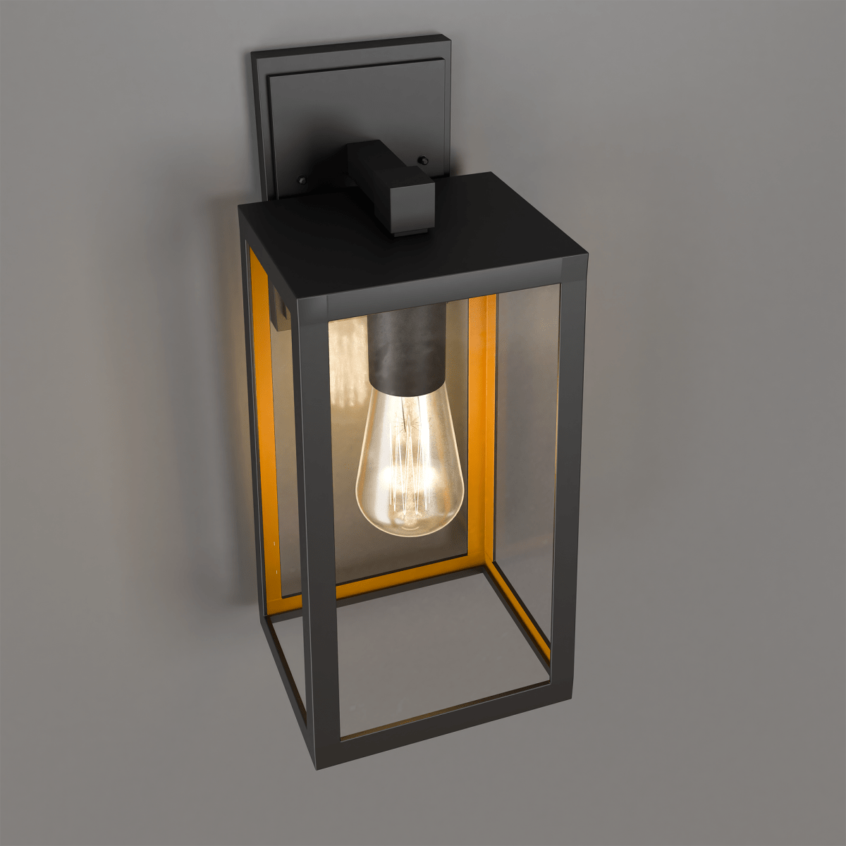 1 - Light, Wall Mount Light with Clear Glass, Black, Wall Lamp for Outside House - 14.6"L x 15.5"W x 35"H - LEDMyPlace