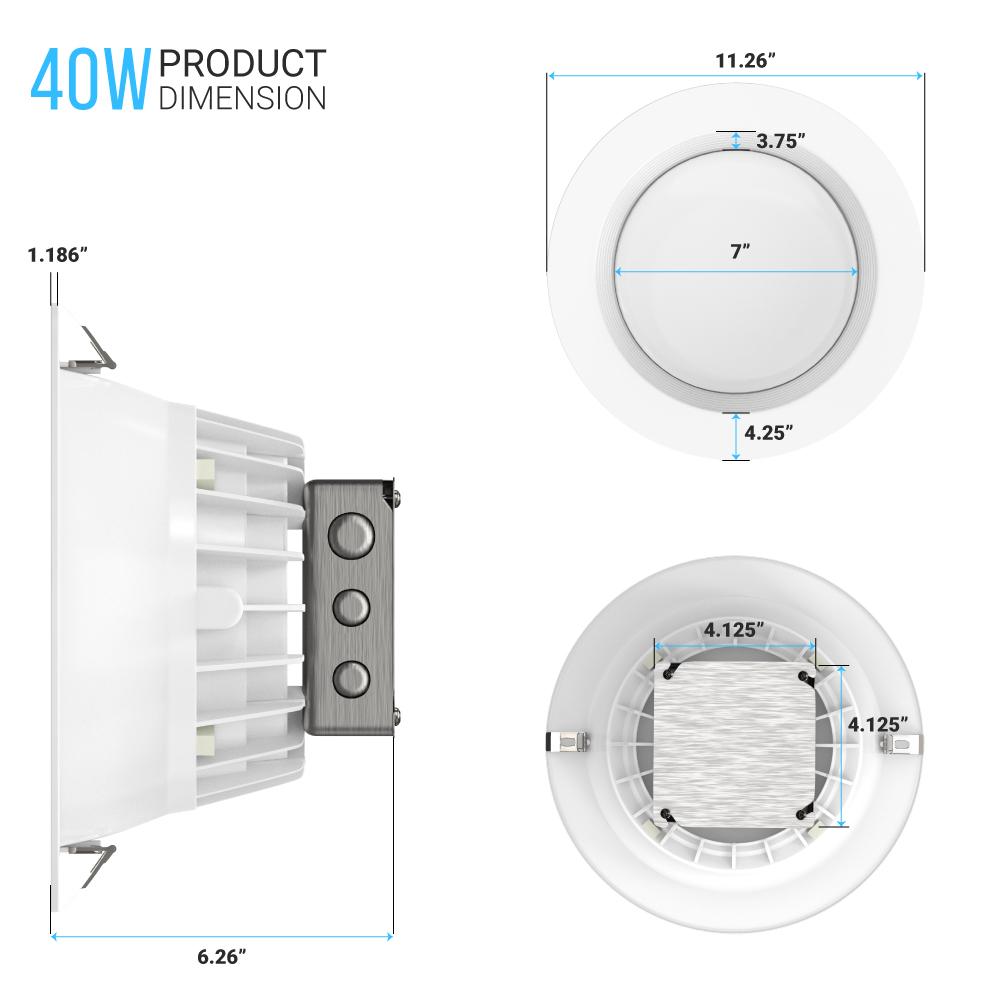 10 Inch Commercial LED Recessed Lighting 40W 3000LM 5000K Daylight