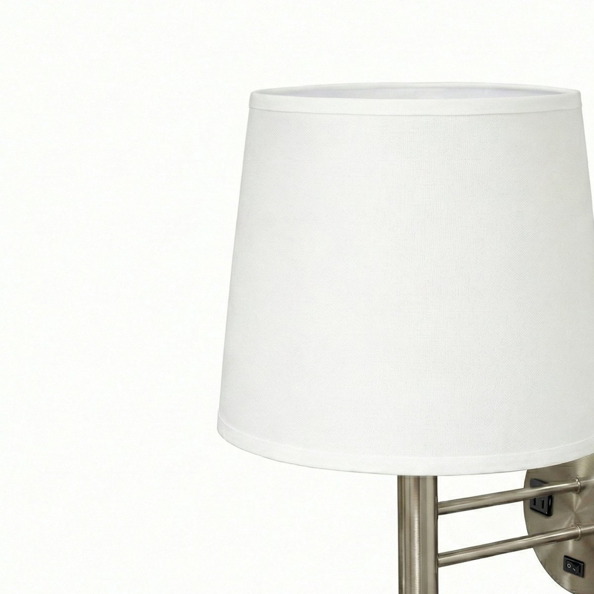 11″W x 16″H Single Wall Lamp with White Linen Shade – Brushed Nickel Finish - 4 Pack - LEDMyPlace