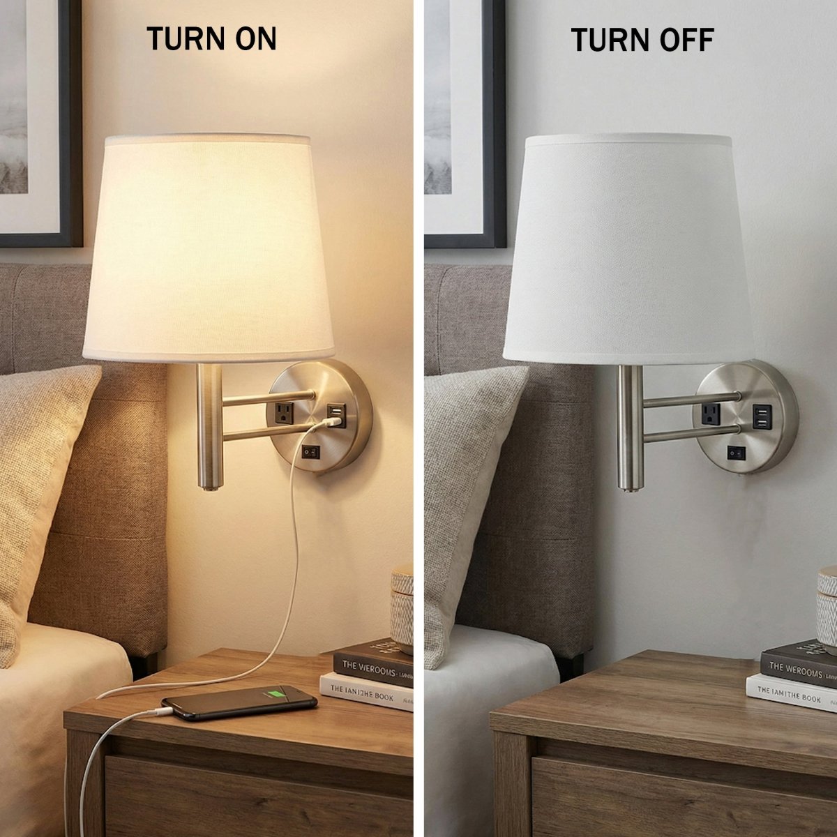 11″W x 16″H Single Wall Lamp with White Linen Shade – Brushed Nickel Finish - 4 Pack - LEDMyPlace