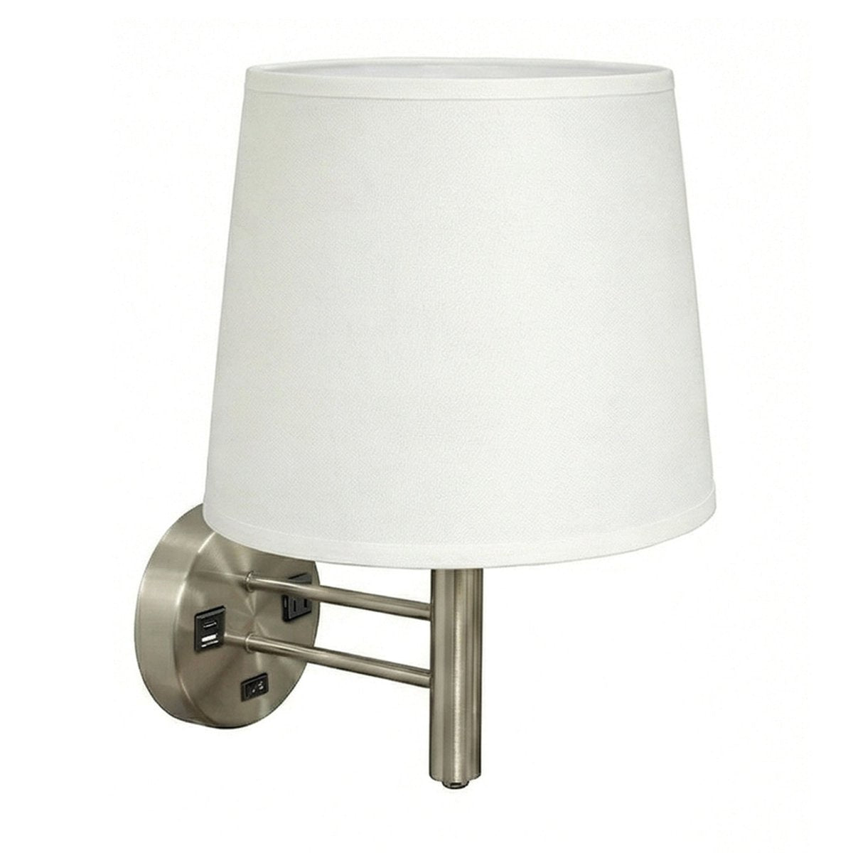 11″W x 16″H Single Wall Lamp with White Linen Shade – Brushed Nickel Finish - 4 Pack - LEDMyPlace