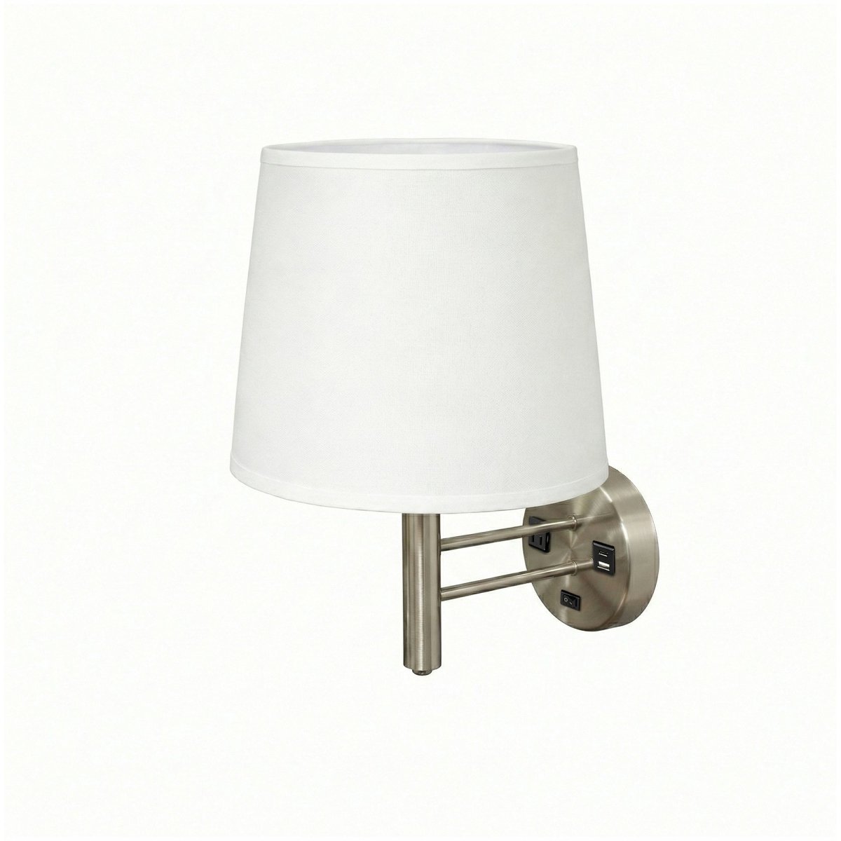 11″W x 16″H Single Wall Lamp with White Linen Shade – Brushed Nickel Finish - 4 Pack - LEDMyPlace