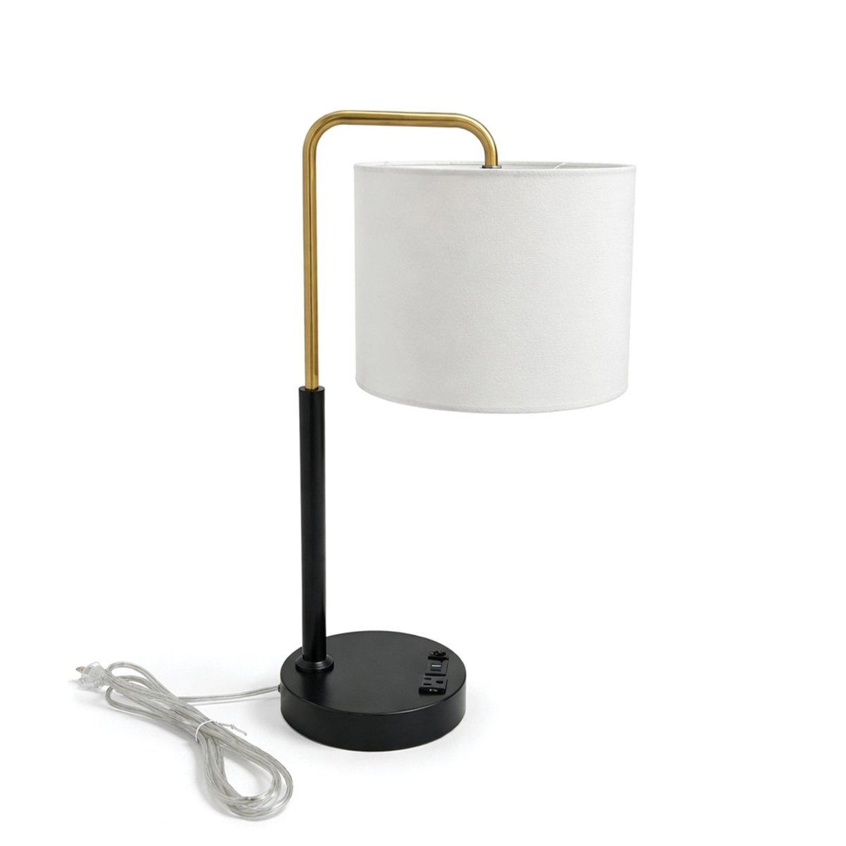 12″D x 23″H Modern Desk Lamp with White Linen Shade – Black or Brushed Brass Finish - 4 Pack - LEDMyPlace