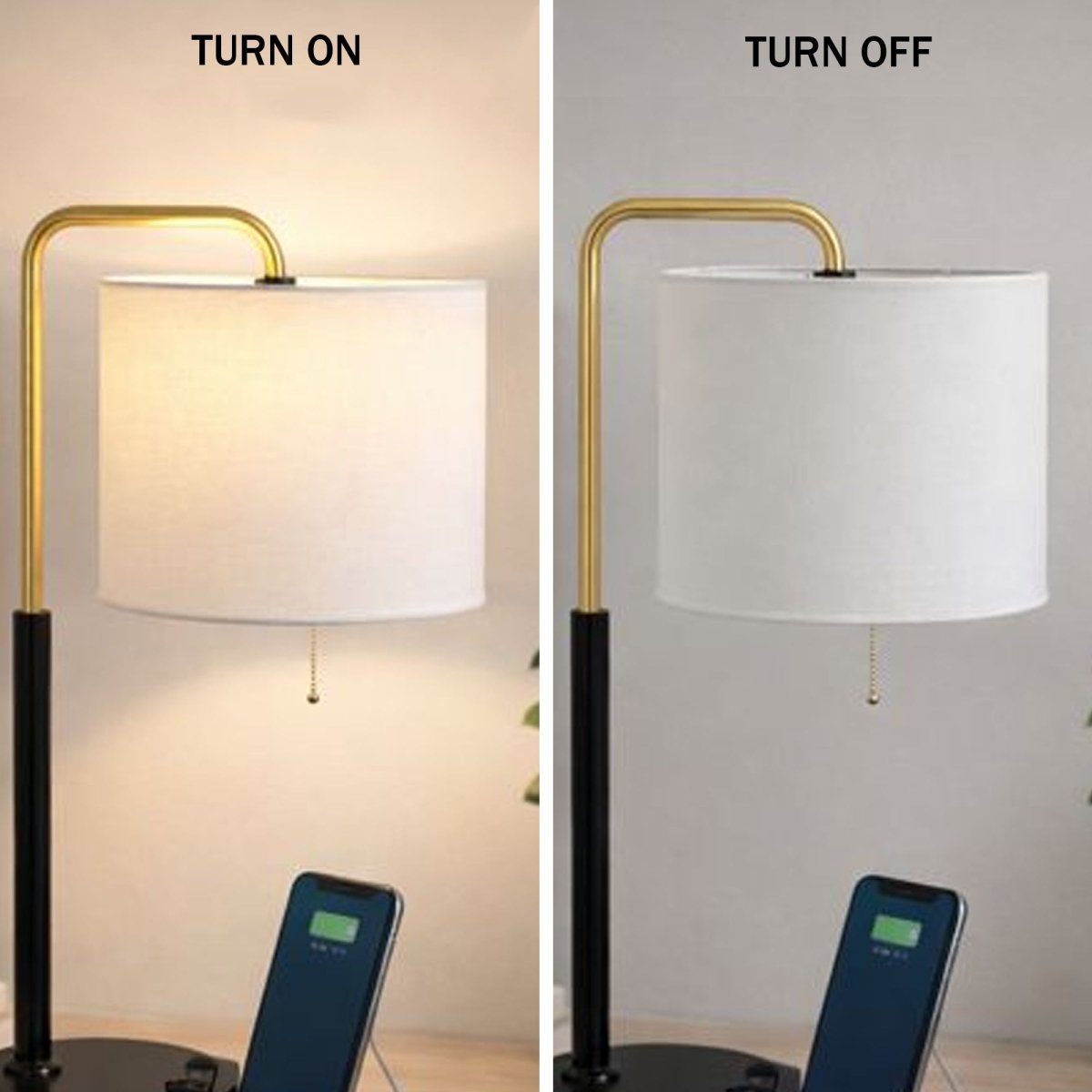 12″D x 23″H Modern Desk Lamp with White Linen Shade – Black or Brushed Brass Finish - 4 Pack - LEDMyPlace