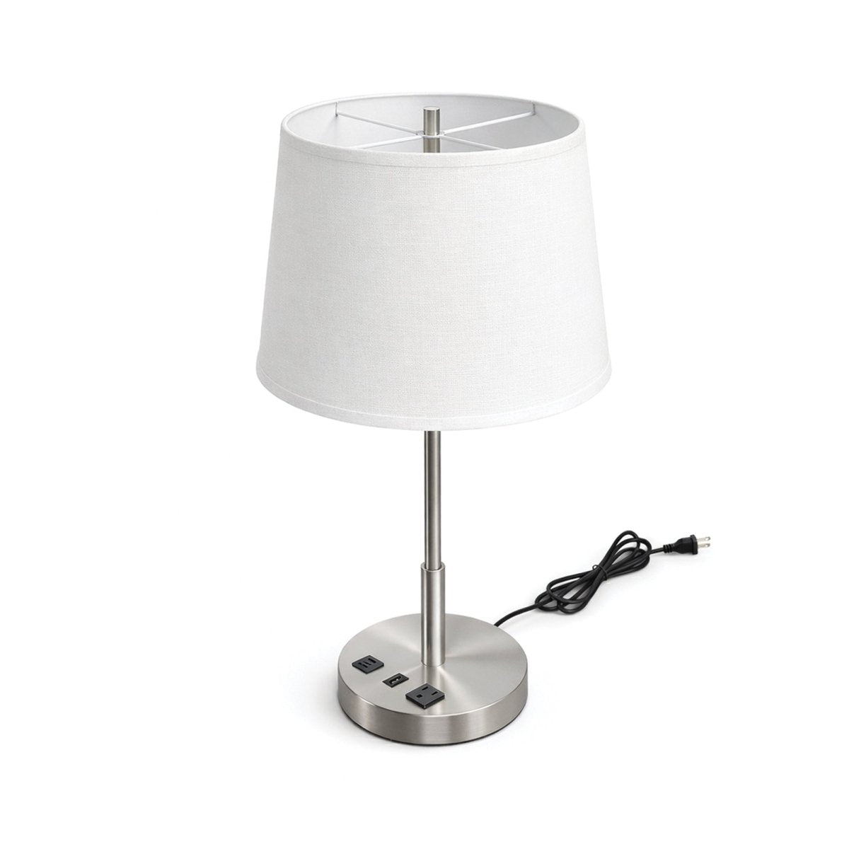 14" Dia x 24.5"H Modern Table Lamp with White Linen Shade – Brushed Nickel Finish - 4 Pack - LEDMyPlace
