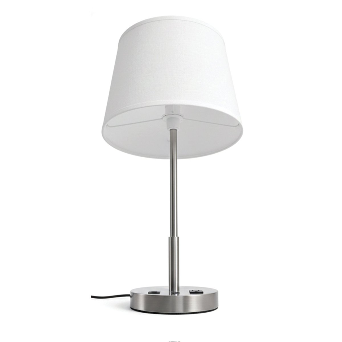 14" Dia x 24.5"H Modern Table Lamp with White Linen Shade – Brushed Nickel Finish - 4 Pack - LEDMyPlace