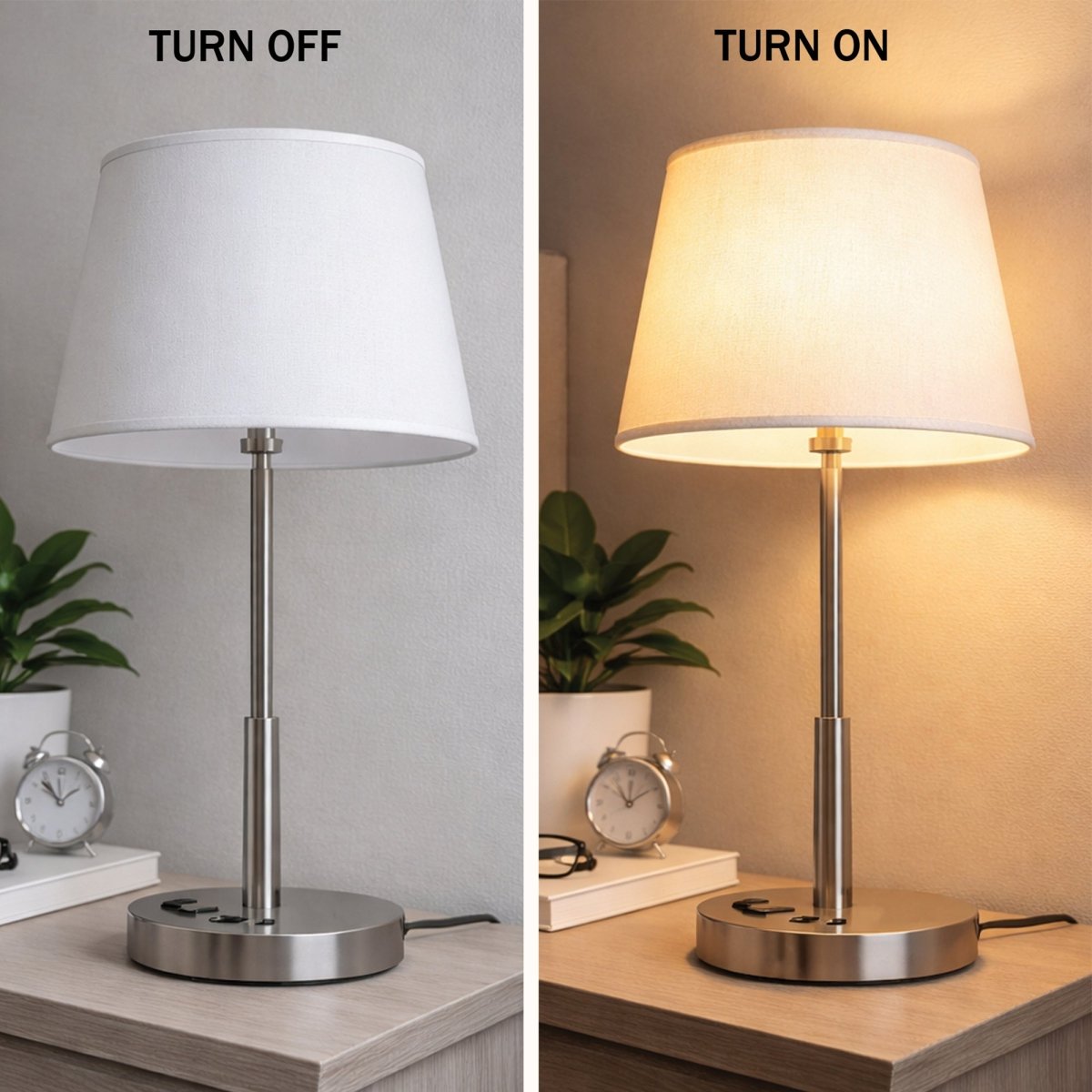 14" Dia x 24.5"H Modern Table Lamp with White Linen Shade – Brushed Nickel Finish - 4 Pack - LEDMyPlace