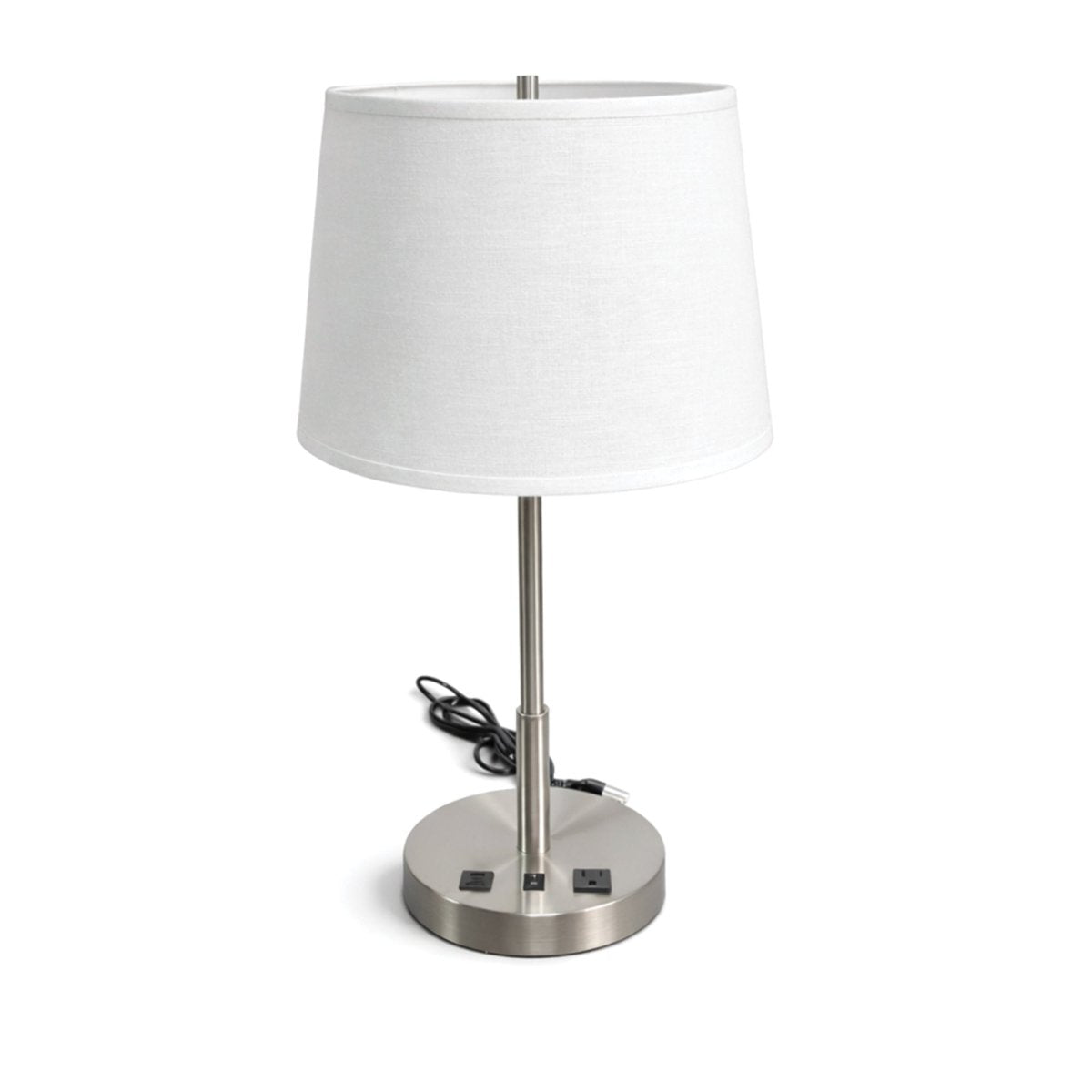 14" Dia x 24.5"H Modern Table Lamp with White Linen Shade – Brushed Nickel Finish - 4 Pack - LEDMyPlace