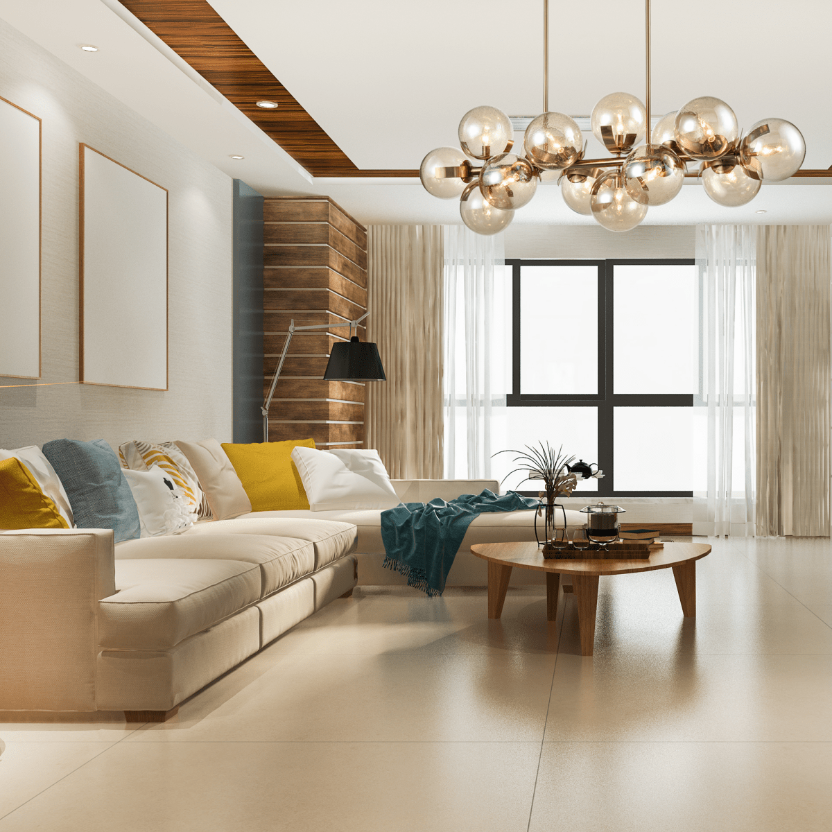 14-Light Linear Chandeliers for Dining Room Glass Globe New Brass Fini