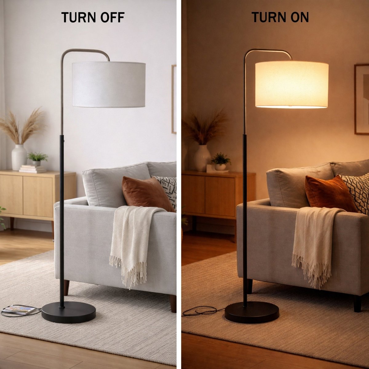 15″W x 60″H Floor Lamp with White Linen Shade – Black or Brushed Nickel Finish - 2 Pack - LEDMyPlace