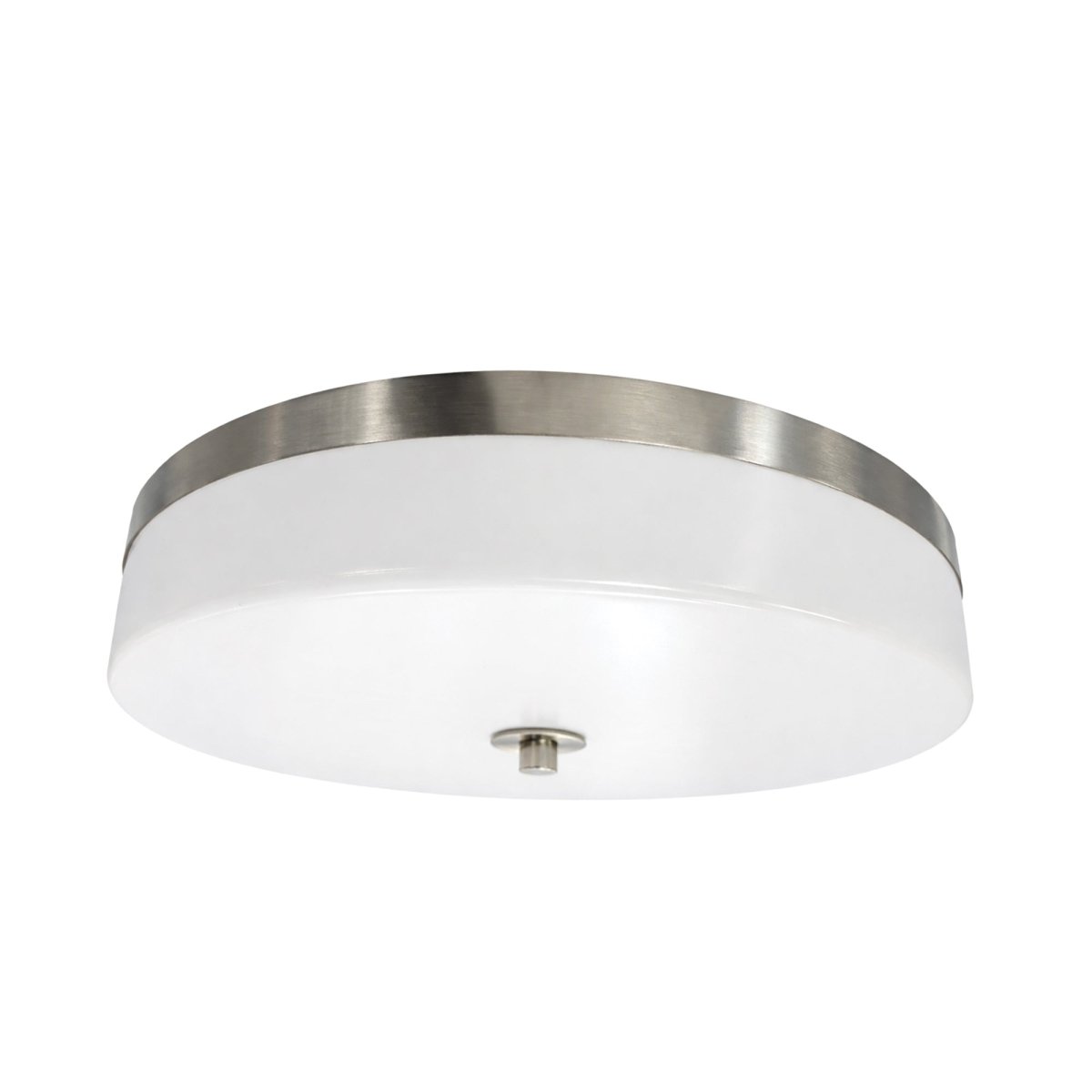 16″Dia x 3.625″H LED Ceiling Light with Frosted White Acrylic Shade – Brushed Nickel Finish - LEDMyPlace