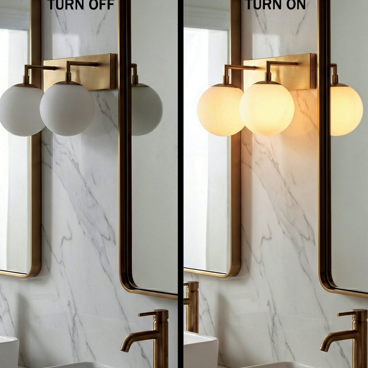 18″W x 10″H x 8″E Burnished Brass Double Wall Sconce with Dual Frosted White Acrylic Shades and 2×E26 Rocker - Switch Lights - 2 Pack - LEDMyPlace