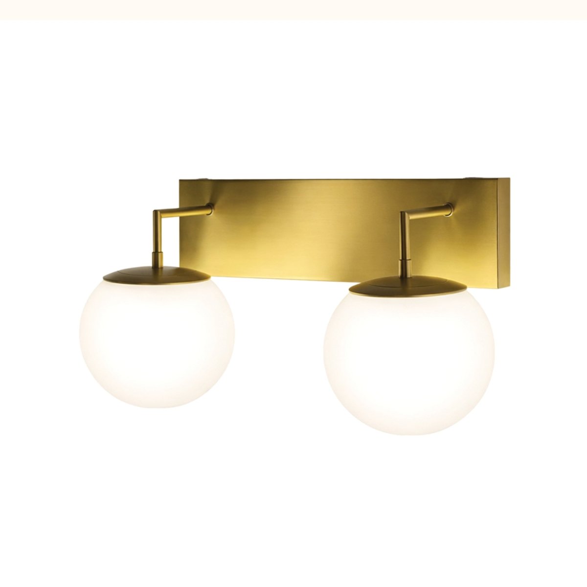 18″W x 10″H x 8″E Burnished Brass Double Wall Sconce with Dual Frosted White Acrylic Shades and 2×E26 Rocker - Switch Lights - 2 Pack - LEDMyPlace