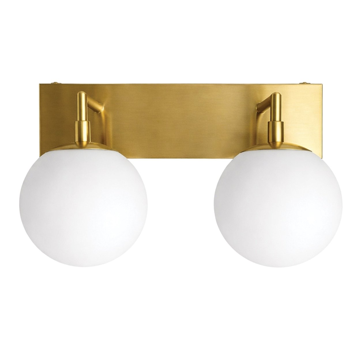 18″W x 10″H x 8″E Burnished Brass Double Wall Sconce with Dual Frosted White Acrylic Shades and 2×E26 Rocker - Switch Lights - 2 Pack - LEDMyPlace