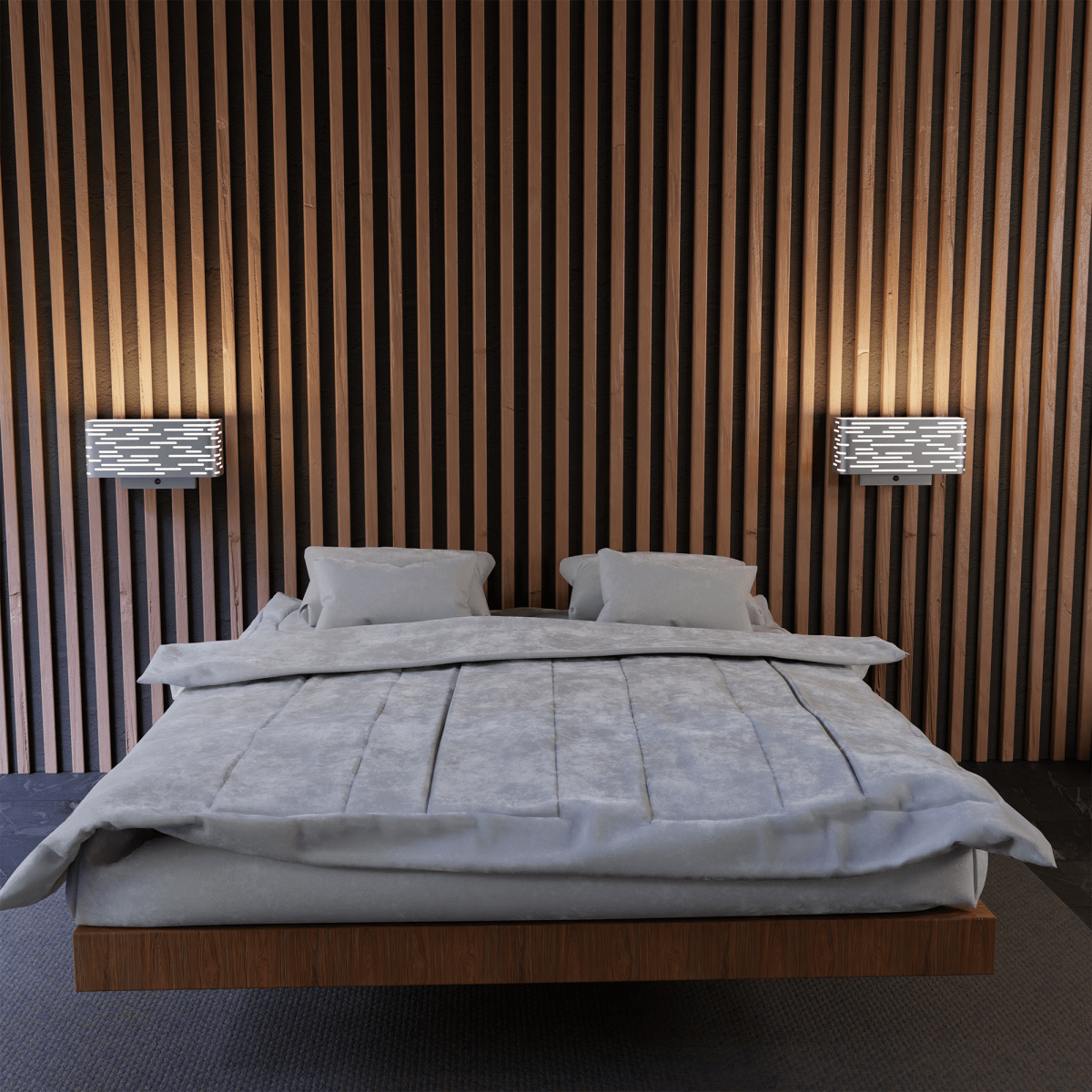 2 - Light, 14"W Bedside Headboard Light, Rectangular Shape, Material: Metal + Acrylic, Twinkle Glossy Finish, 110V, ETL, w/ on/off Rocker Switch, Wall Mounted Light - LEDMyPlace