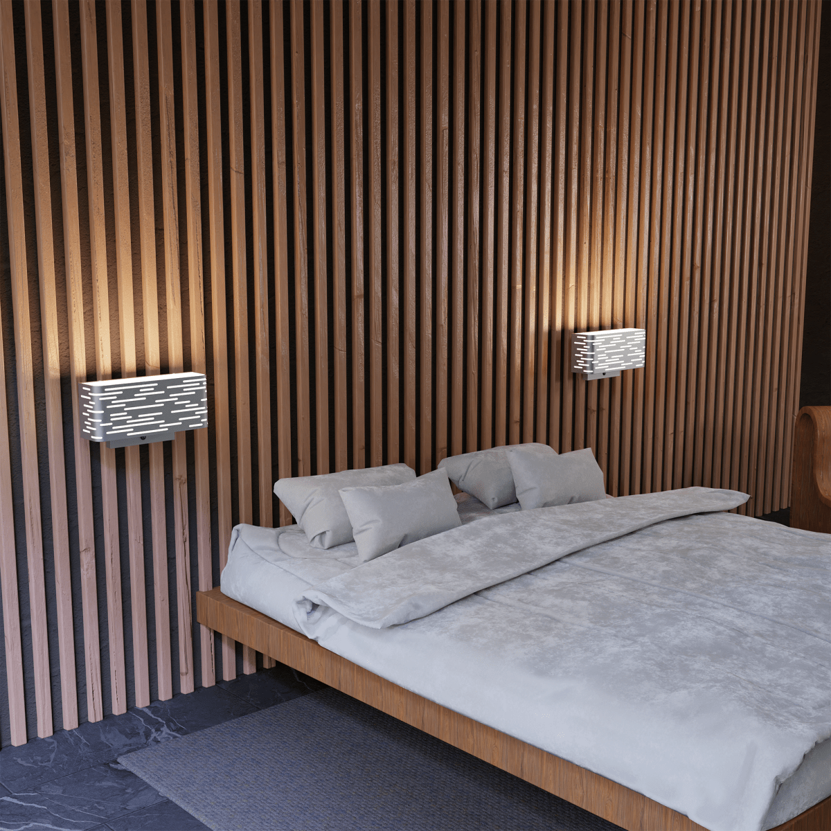 2 - Light, 14"W Bedside Headboard Light, Rectangular Shape, Material: Metal + Acrylic, Twinkle Glossy Finish, 110V, ETL, w/ on/off Rocker Switch, Wall Mounted Light - LEDMyPlace