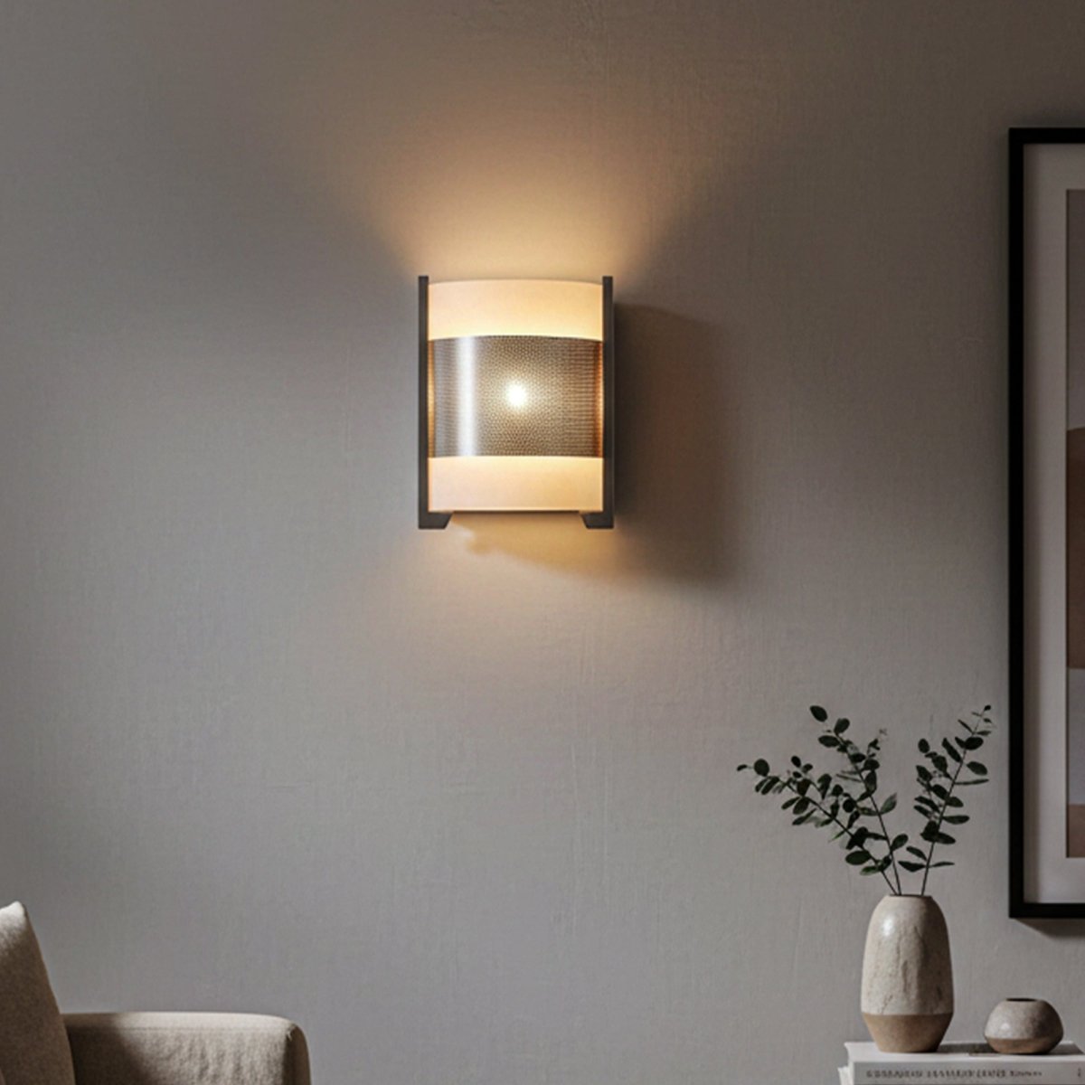 2 - Light Brushed Nickel Wall Sconce, White Glass shade, Dimension: W10"xH11.75"xE4" - LEDMyPlace