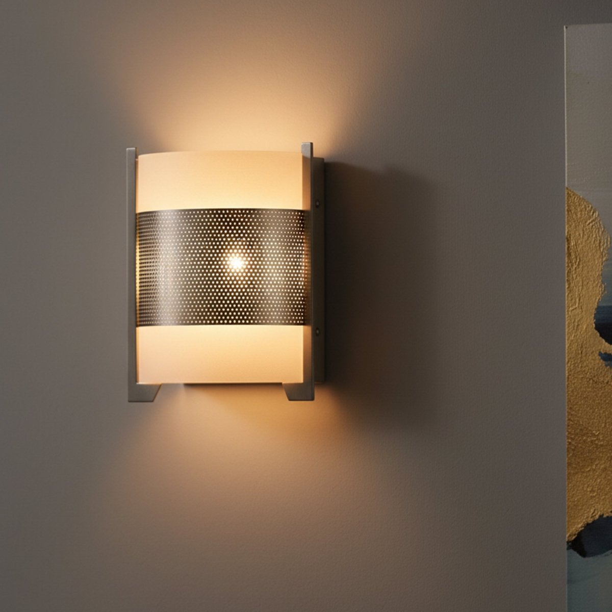 2 - Light Brushed Nickel Wall Sconce, White Glass shade, Dimension: W10"xH11.75"xE4" - LEDMyPlace