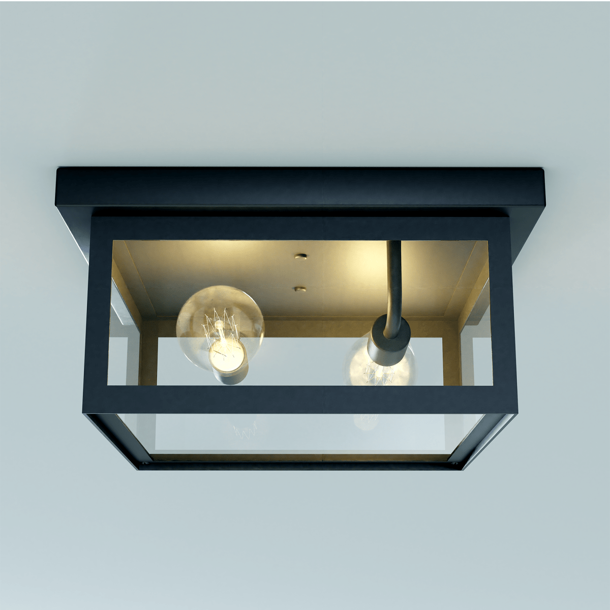 2 - Light Outdoor Ceiling Lights Black Outdoor Flushmount - LEDMyPlace