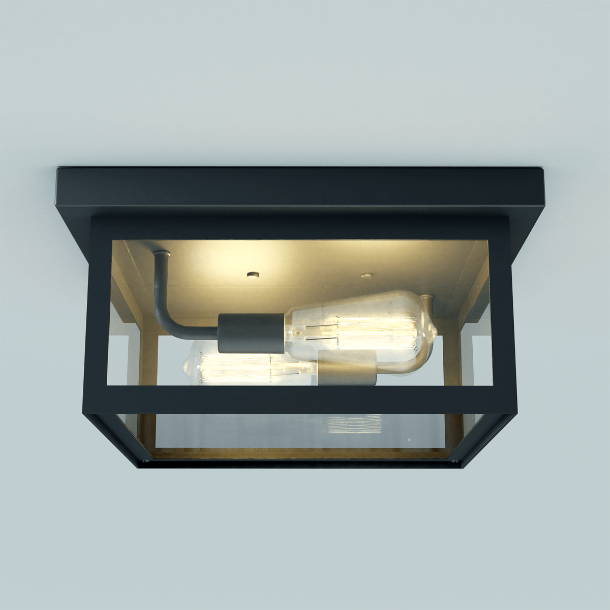 2 - Light Outdoor Ceiling Lights Black Outdoor Flushmount - LEDMyPlace