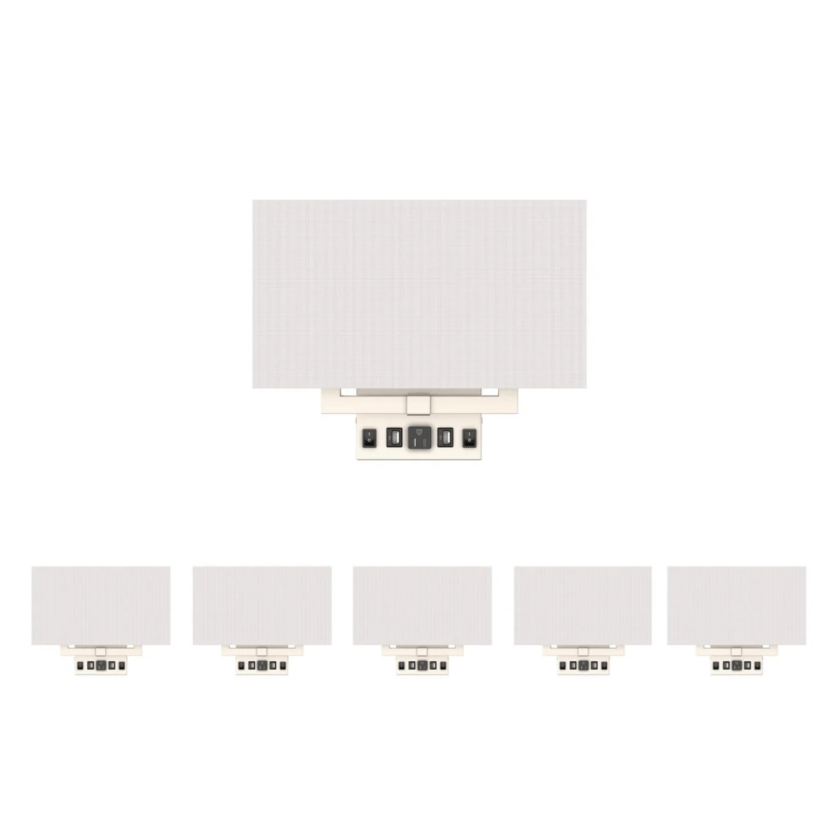 2 - Light, Wall Sconce for Bedroom with 2 Switch, 2 USB, 2 Type C & 1 Outlet, White Fabric / Acrylic Shade, Wall Mounted Lamps for Hotel, Corridor and Restaurant - LEDMyPlace