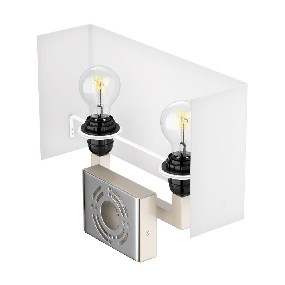 2 - Light, Wall Sconce for Bedroom with 2 Switch, 2 USB, 2 Type C & 1 Outlet, White Fabric / Acrylic Shade, Wall Mounted Lamps for Hotel, Corridor and Restaurant - LEDMyPlace