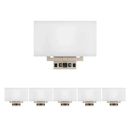 2 - Light, Wall Sconce for Bedroom with 2 Switch, 2 USB, 2 Type C & 1 Outlet, White Fabric / Acrylic Shade, Wall Mounted Lamps for Hotel, Corridor and Restaurant - LEDMyPlace