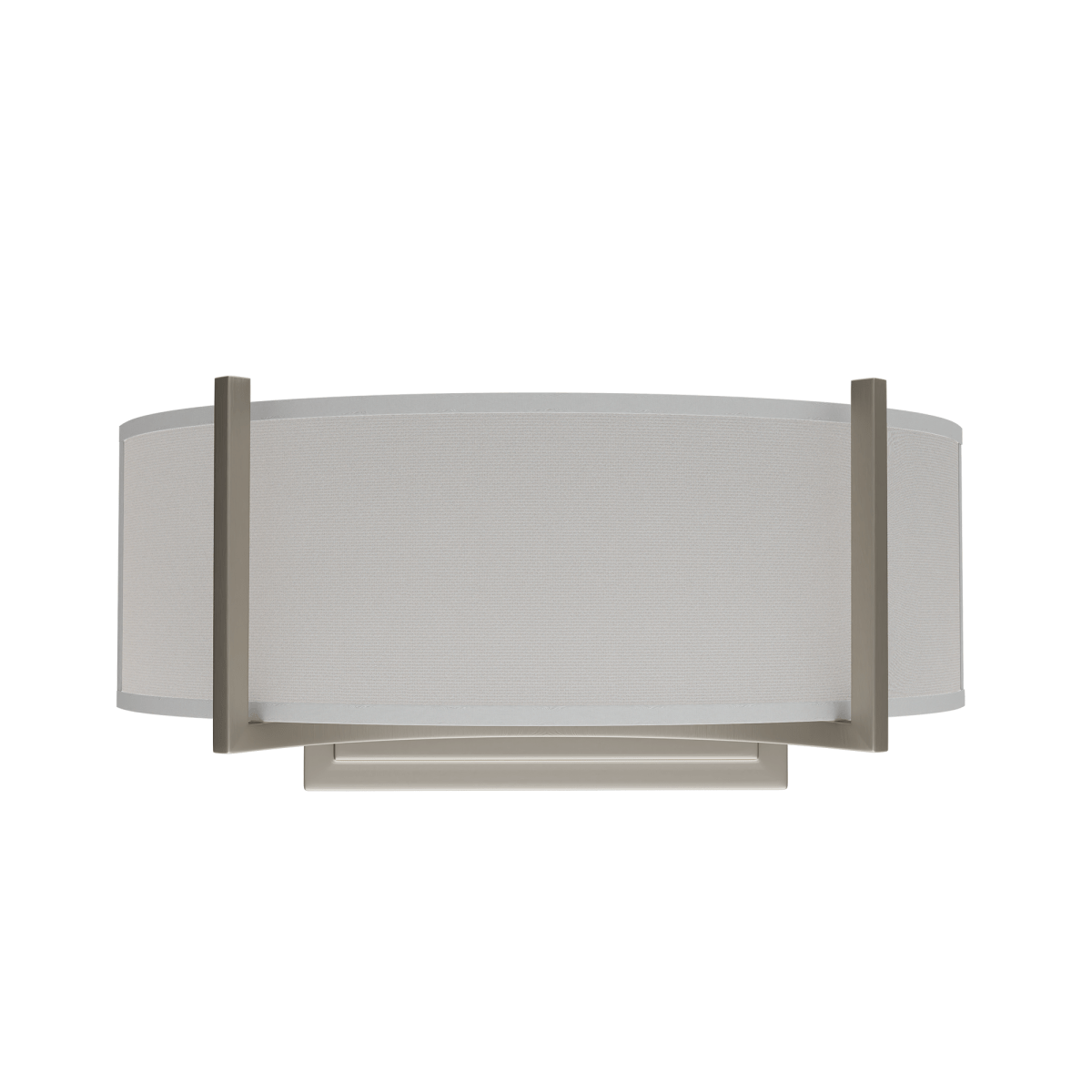 2 - Lights, Flush Mounted Wall Sconce, 120 Volt, Dimmable, Brushed Nickel / Slate Gray Fabric, Hardwired - LEDMyPlace