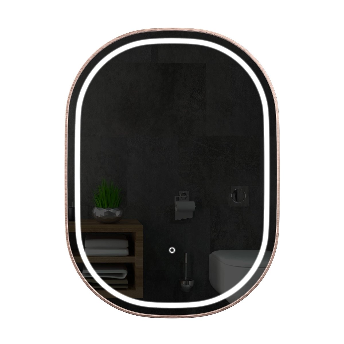 24 in. X 36 in. LED Lighted Bathroom Vanity Mirror with Rose Gold Frame, Anti - Fog, CRI 90+, Adjustable Color Temperature & Remembrance, Lighted Makeup Mirrors, Evo Style - LEDMyPlace